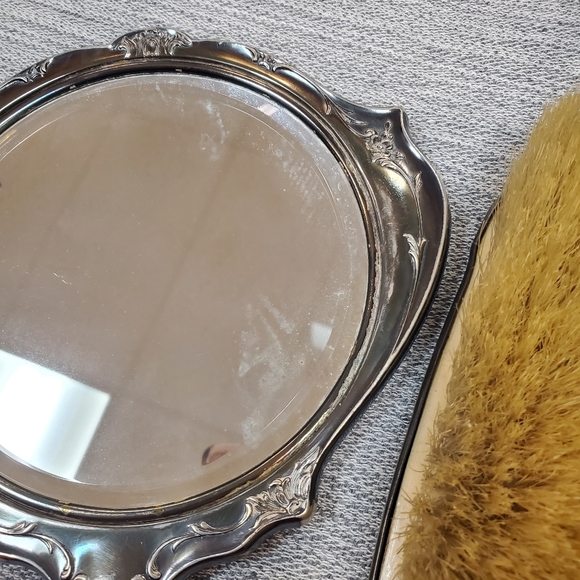 Antique Derby Silver Company 67 Hand Mirror & Monogrammed Brush - Picture 6 of 9